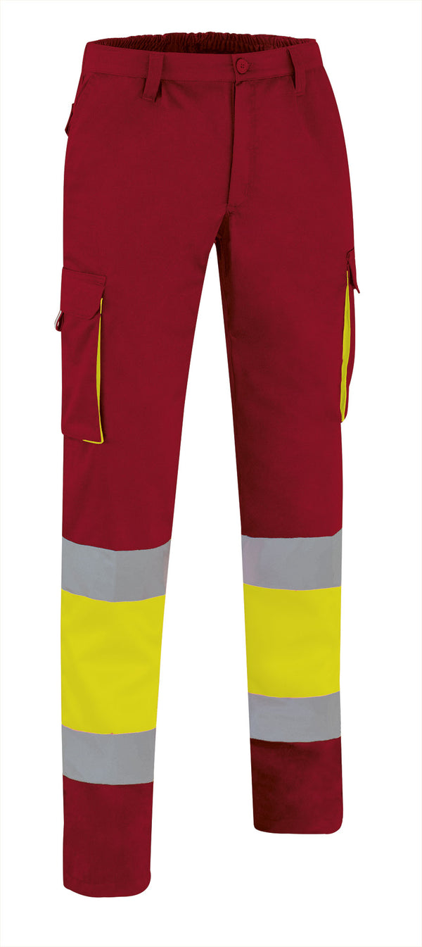 Calças Multibolsos de Alta Visibilidade Alfaro-Amarelo Flúor / Vermelho Lótus-S-RAG-Tailors-Fardas-e-Uniformes-Vestuario-Pro