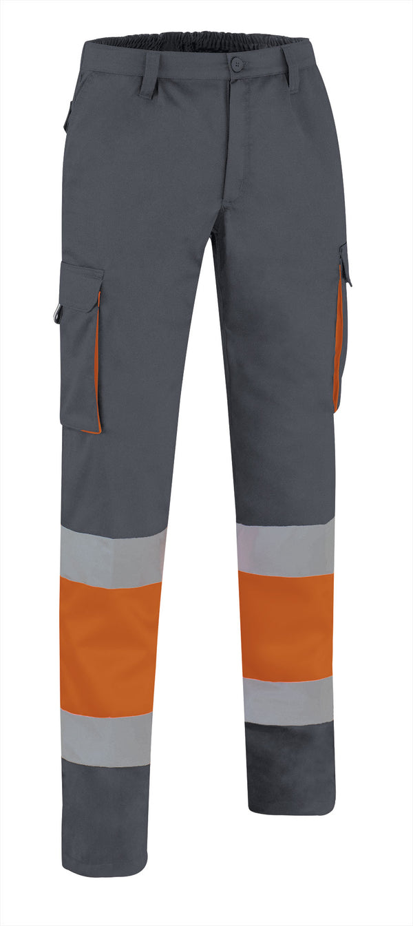 Calças Multibolsos de Alta Visibilidade Alfaro-Laranja Flúor / Cinza Carvão-S-RAG-Tailors-Fardas-e-Uniformes-Vestuario-Pro