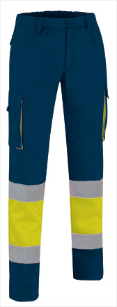 Calças Multibolsos de Alta Visibilidade Alfaro-Amarelo Flor/Azul Marinho-S-RAG-Tailors-Fardas-e-Uniformes-Vestuario-Pro