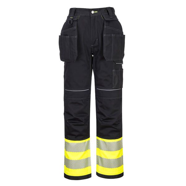Calças PW3 Hi-Vis com bolso para coldre, classe 1-Amarelo/Preto-UK28" DE44 FR36 EU42-RAG-Tailors-Fardas-e-Uniformes-Vestuario-Pro