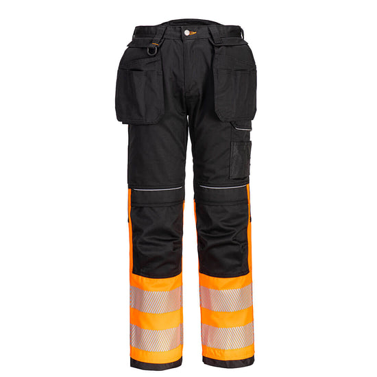 Calças PW3 Hi-Vis com bolso para coldre, classe 1-Laranja/Preto-UK28" DE44 FR36 EU42-RAG-Tailors-Fardas-e-Uniformes-Vestuario-Pro