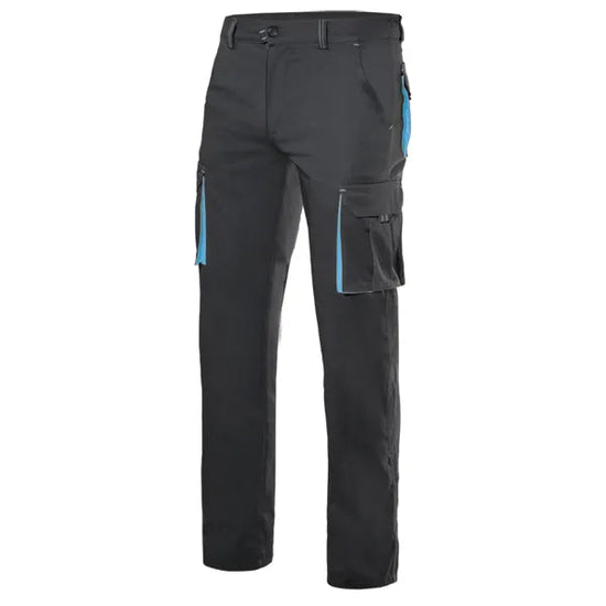 Calças Stretch Bicolor Multibolsos-PRETO/AZUL CELESTE - 00/05-34-RAG-Tailors-Fardas-e-Uniformes-Vestuario-Pro