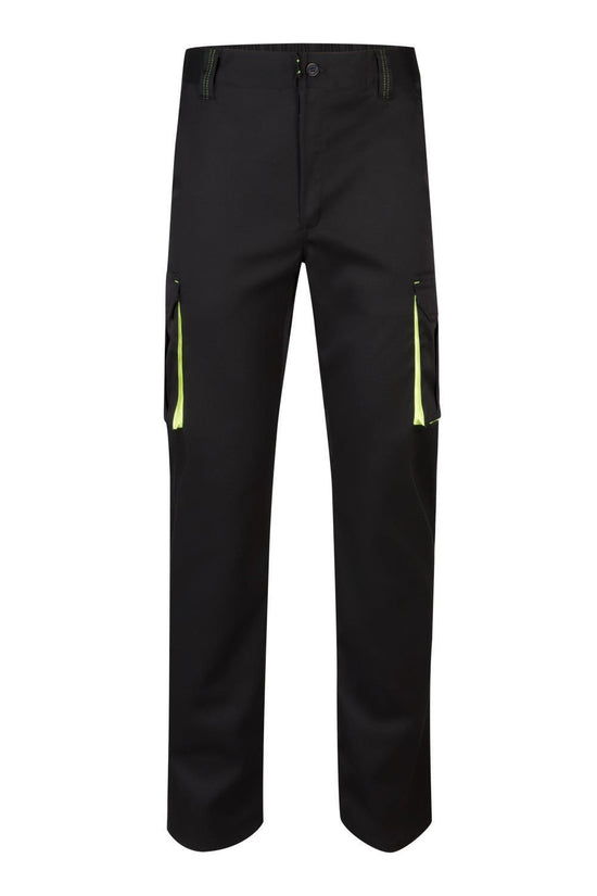 Calças Stretch Bicolor Multibolsos-Preto/Amarelo Fluorescente-34-RAG-Tailors-Fardas-e-Uniformes-Vestuario-Pro