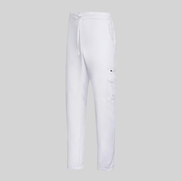 Calças Unissexo Cintura Ajustável e Bolsos Cargo-Branco - 101-XXS-RAG-Tailors-Fardas-e-Uniformes-Vestuario-Pro