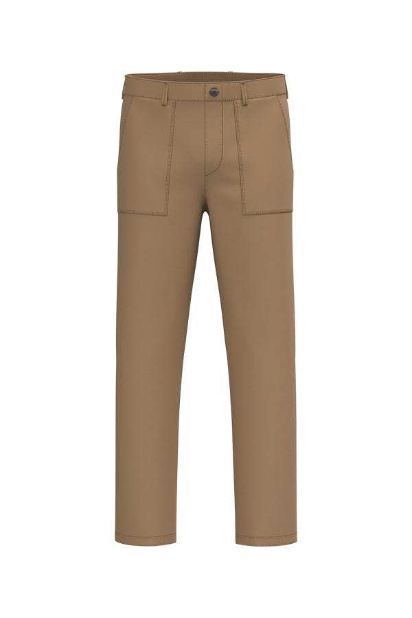 Calças Utility Eco-responsáveis com Aspeto Lavado Homem-Camelo Escuro Lavado-36 FR-RAG-Tailors-Fardas-e-Uniformes-Vestuario-Pro