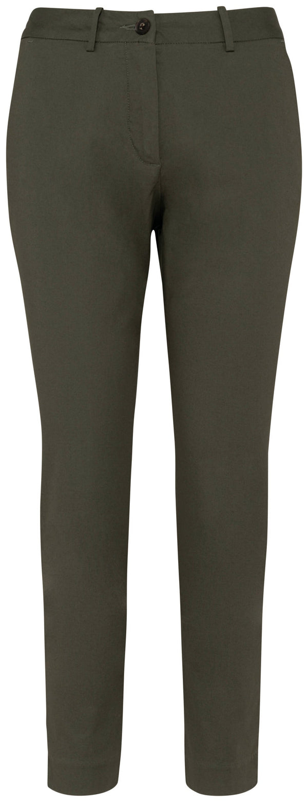 Calças chino 7/8 de senhora eco-responsáveis - 235 g-Organic Khaki-34 PT (34 FR)-RAG-Tailors-Fardas-e-Uniformes-Vestuario-Pro