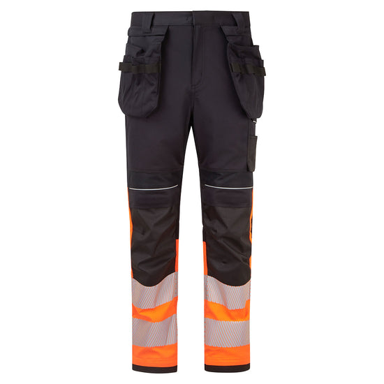 Calças de Trabalho com Coldres PW3 Modaflame de Alta Visibilidade Classe 1 FR-Laranja/preto-UK28" DE44 FR36 EU42-RAG-Tailors-Fardas-e-Uniformes-Vestuario-Pro