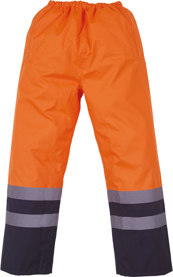 Calças de alta visibilidade impermeáveis-Hi Vis Laranja / Azul Marinho-S-RAG-Tailors-Fardas-e-Uniformes-Vestuario-Pro