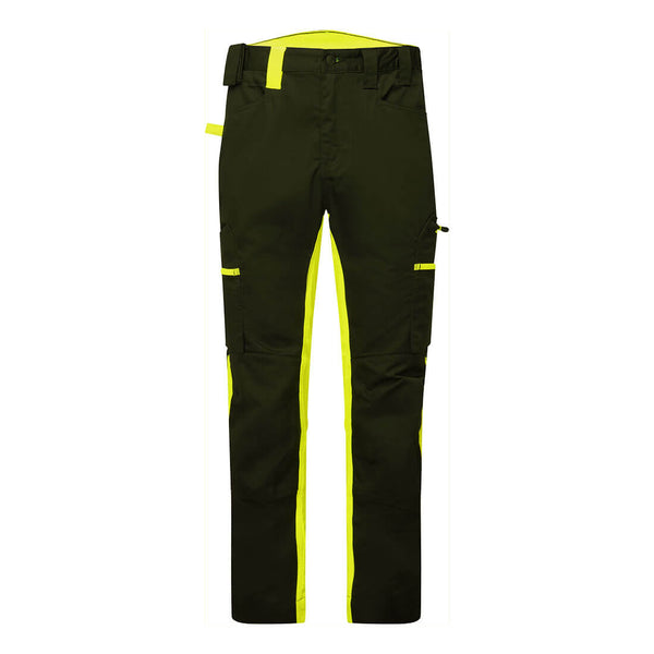 Calças de comércio WX2 Eco Stretch-Preto/Amarelo-UK28" DE44 FR36 EU42-RAG-Tailors-Fardas-e-Uniformes-Vestuario-Pro