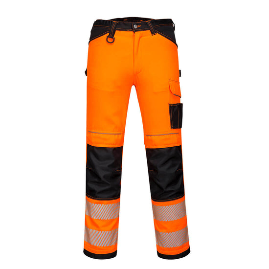 Calças de trabalho elásticas leves PW3 Hi-Vis-Laranja/Preto-UK28" DE44 FR36 EU42-RAG-Tailors-Fardas-e-Uniformes-Vestuario-Pro