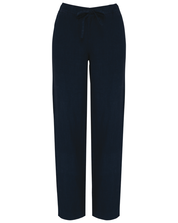 Calças eco-responsáveis de linho leve e moderno-Azul marinho lavado-XS-RAG-Tailors-Fardas-e-Uniformes-Vestuario-Pro