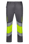 Calças stretch bicolor faixas refletoras segmentadas-Cinza/amarelo Fluorescente - 08/20-S-RAG-Tailors-Fardas-e-Uniformes-Vestuario-Pro