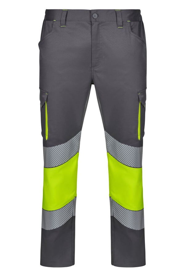 Calças stretch bicolor faixas refletoras segmentadas-Cinza/amarelo Fluorescente - 08/20-S-RAG-Tailors-Fardas-e-Uniformes-Vestuario-Pro