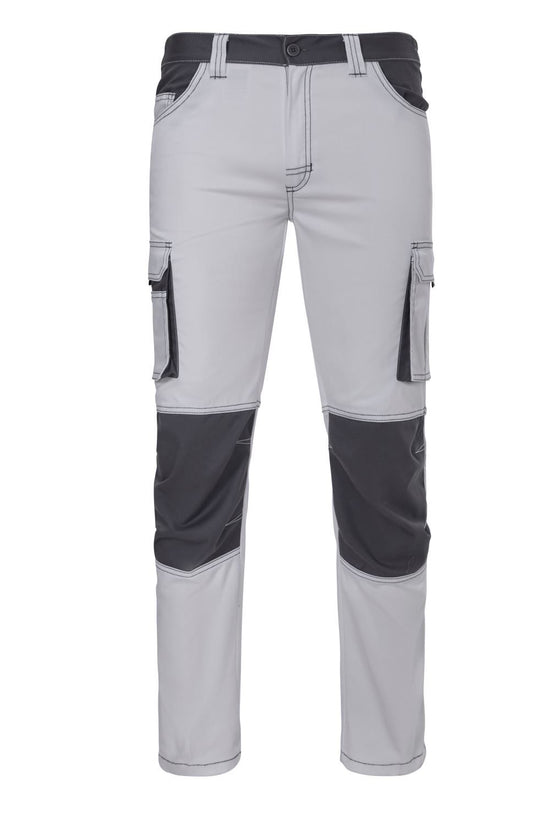 Calças stretch bicolores com corte slim fit - Solid Match-Branco/cinza - 07/08-34-RAG-Tailors-Fardas-e-Uniformes-Vestuario-Pro