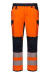 Calças stretch com joelheiras e faixas refletoras segmentadas-Azul Navy/laranja Fluorescente - 61/19-S-RAG-Tailors-Fardas-e-Uniformes-Vestuario-Pro
