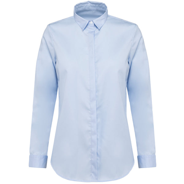 Camisa 100% Algodão de manga comprida de senhora-Essential Light Blue-XS-RAG-Tailors-Fardas-e-Uniformes-Vestuario-Pro