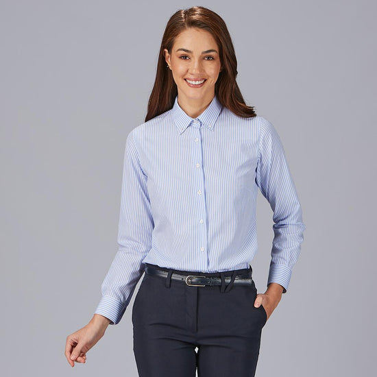 Camisa Annalisa para Mulheres - Slim Fit-RISCA AZUL CLARA-XS-RAG-Tailors-Fardas-e-Uniformes-Vestuario-Pro
