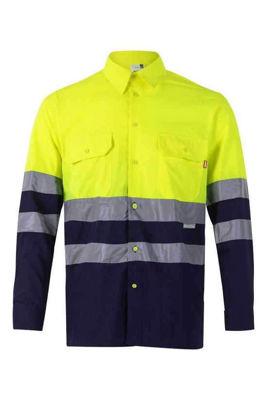 Camisa Bicolor de Manga Comprida de Alta Visibilidade-Azul-S-RAG-Tailors-Fardas-e-Uniformes-Vestuario-Pro