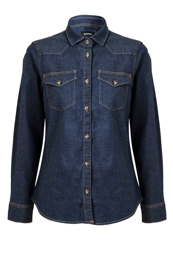 Camisa Demin Senhora Gracieira-Demin Azul-XS-RAG-Tailors-Fardas-e-Uniformes-Vestuario-Pro