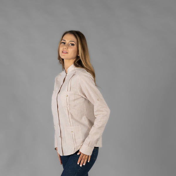 Camisa Feminina Meio-Linho Alessa-RAG-Tailors-Fardas-e-Uniformes-Vestuario-Pro