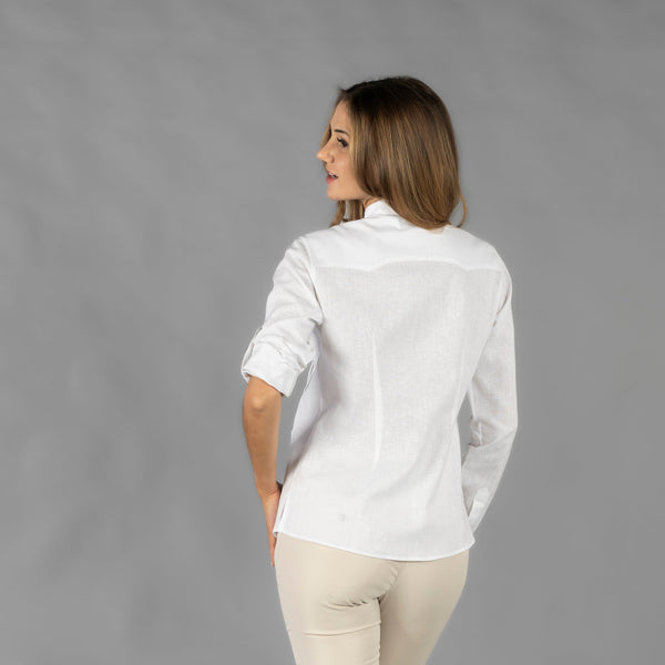 Camisa Feminina Meio-Linho Alessa-RAG-Tailors-Fardas-e-Uniformes-Vestuario-Pro