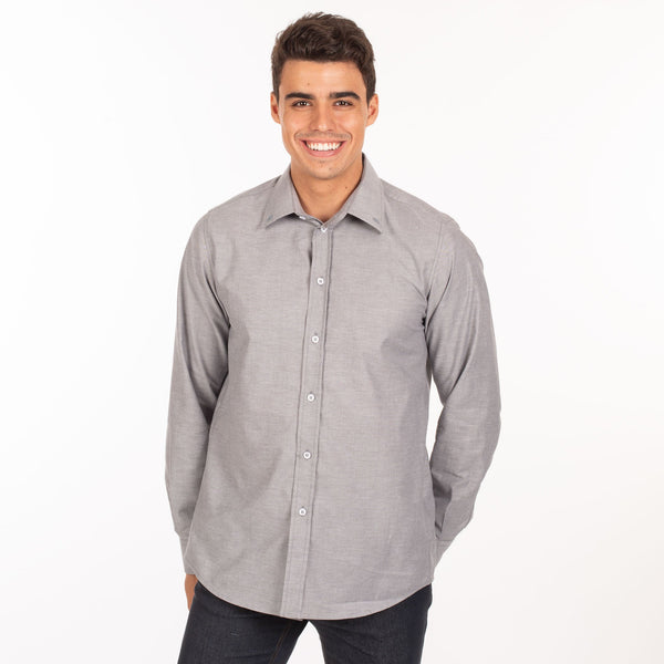 Camisa Homem Oxford Slim Fit-Cinza claro-XS-RAG-Tailors-Fardas-e-Uniformes-Vestuario-Pro