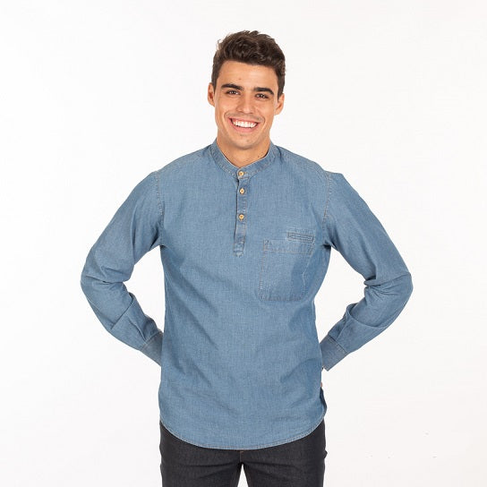 Camisa Homem Romeles Slim Fit-Azul-S-RAG-Tailors-Fardas-e-Uniformes-Vestuario-Pro