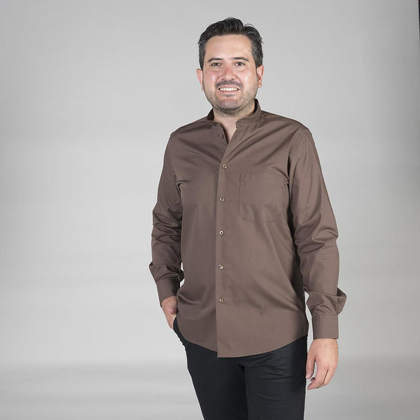 Camisa Homem gola MAO M/Comprida-Castanho-36-RAG-Tailors-Fardas-e-Uniformes-Vestuario-Pro