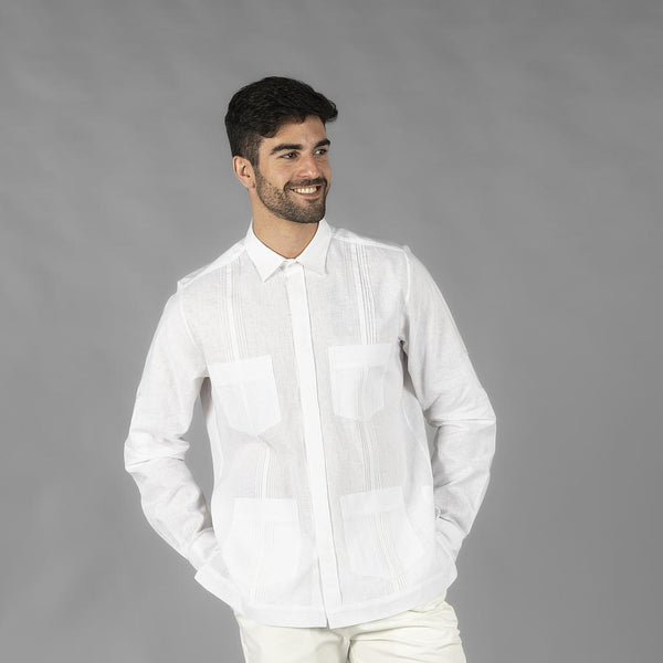 Camisa Masculina Meio-Linho Lazio-Branco-S-RAG-Tailors-Fardas-e-Uniformes-Vestuario-Pro