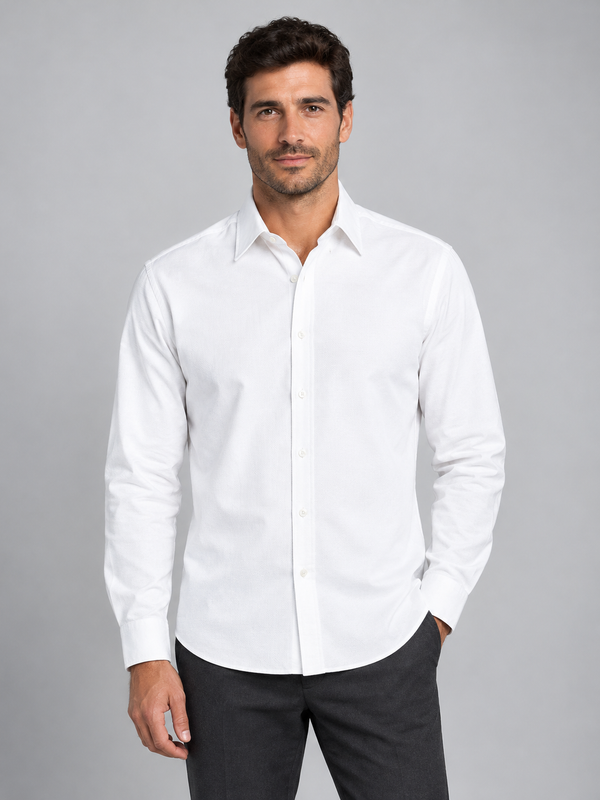 Camisa Oxford de Manga Comprida para Homem BOSTON-Branco - 102-S-RAG-Tailors-Fardas-e-Uniformes-Vestuario-Pro