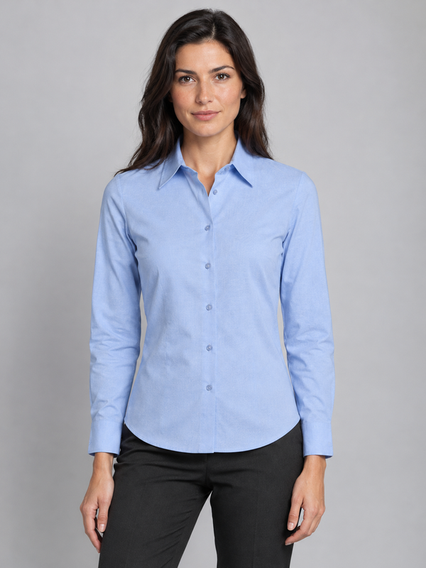Camisa Oxford de Manga Comprida para Senhora EMBASSY-Azul céu-220-XS-RAG-Tailors-Fardas-e-Uniformes-Vestuario-Pro