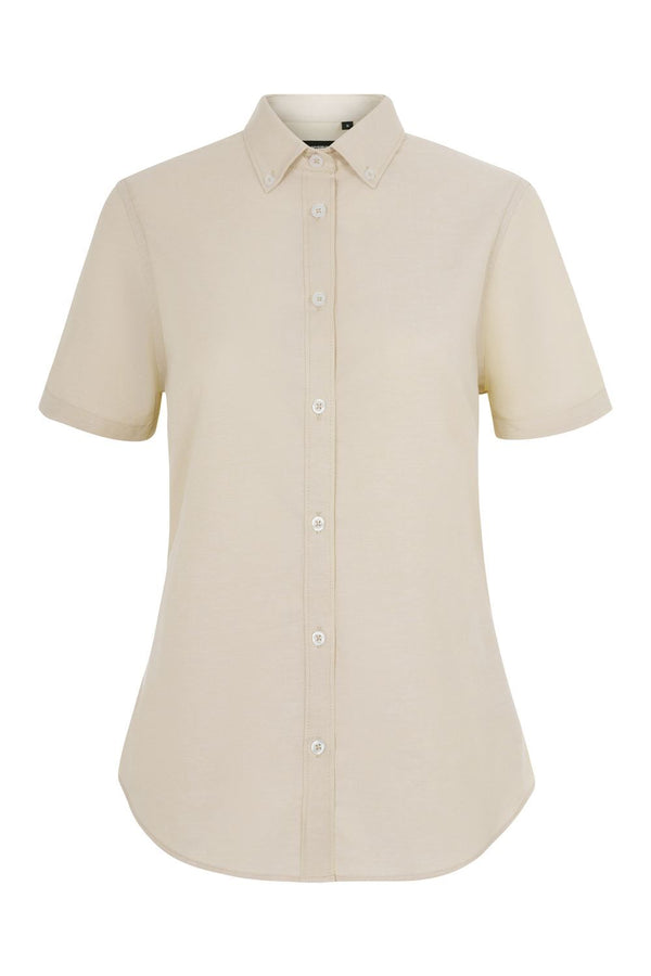 Camisa Oxford stretch de manga curta para mulher-Bege Claro - 47-XS-RAG-Tailors-Fardas-e-Uniformes-Vestuario-Pro
