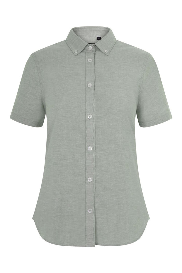 Camisa Oxford stretch de manga curta para mulher-Verde Oliva Claro - 35-XS-RAG-Tailors-Fardas-e-Uniformes-Vestuario-Pro