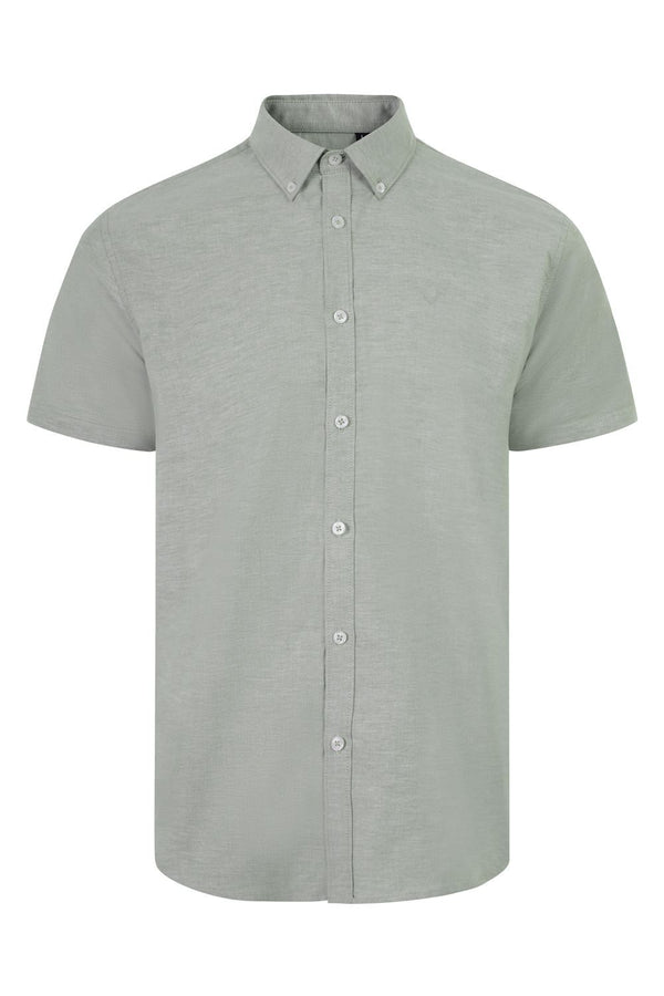Camisa Oxford stretch manga curta homem-Verde Oliva Claro - 35-S-RAG-Tailors-Fardas-e-Uniformes-Vestuario-Pro