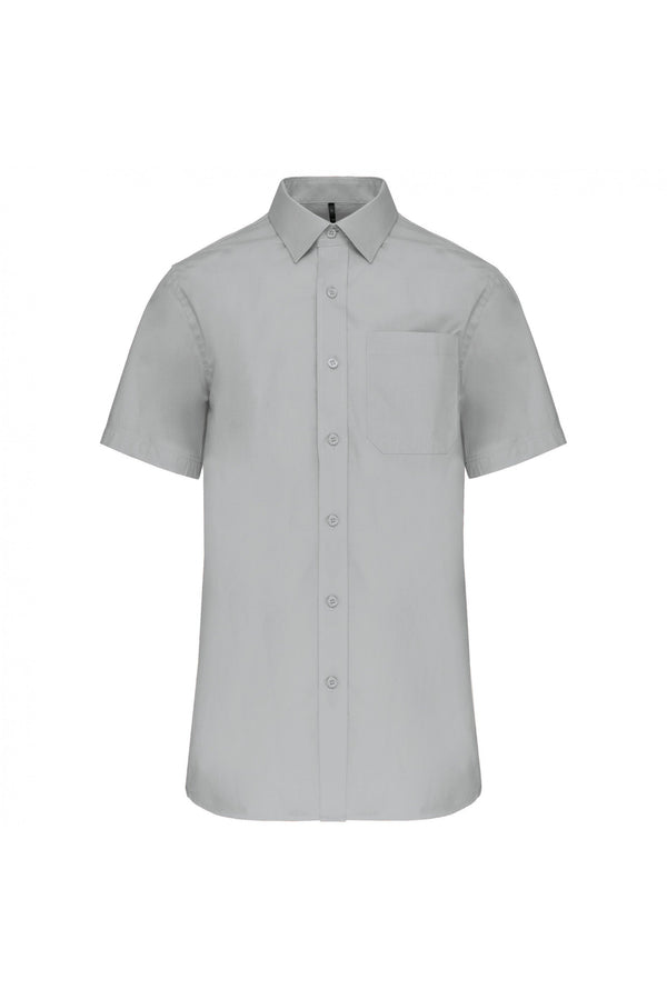 Camisa Popeline Masculina m\curta Tratamento Fácil - Mónaco-Cinza Neve-XS-RAG-Tailors-Fardas-e-Uniformes-Vestuario-Pro