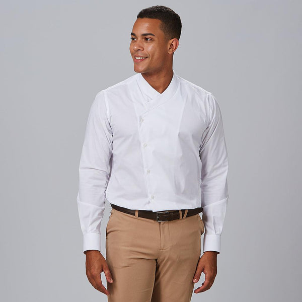 Camisa Slim Fit Homem Fil a Fil Marcello estilo Cozinheiro-Branco-101-XS-RAG-Tailors-Fardas-e-Uniformes-Vestuario-Pro