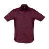 Camisa Stretch de Manga Curta para Homem BROADWAY-Bordô Médio - 164-S-RAG-Tailors-Fardas-e-Uniformes-Vestuario-Pro