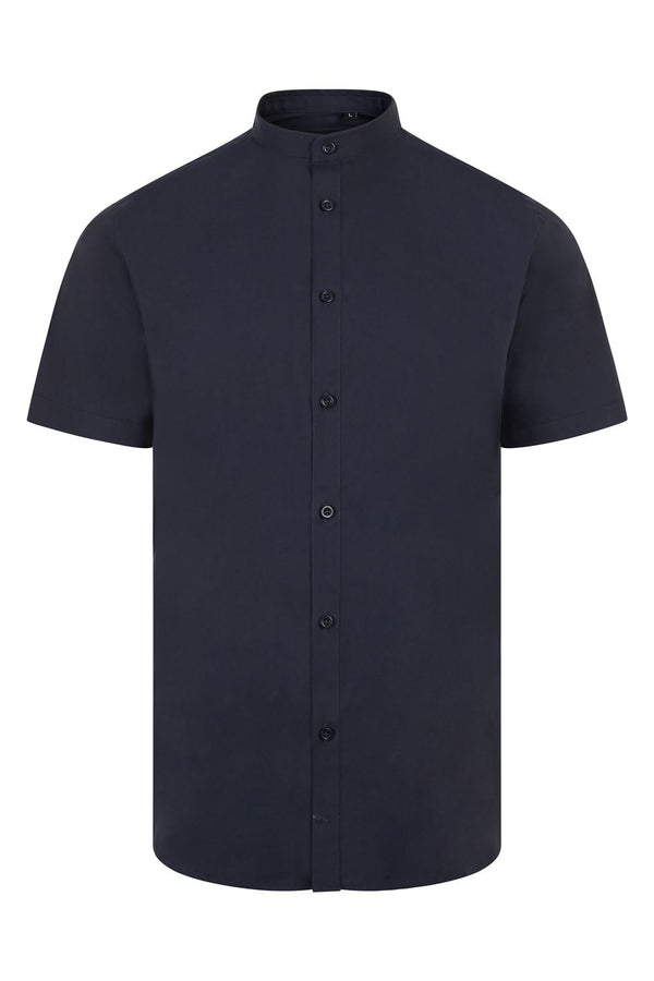 Camisa de Homem Gola Padre Stretch Manga Curta-Azul Marinho-S-RAG-Tailors-Fardas-e-Uniformes-Vestuario-Pro