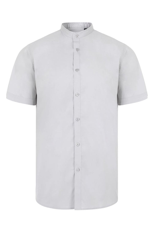 Camisa de Homem Gola Padre Stretch Manga Curta-Cinza Gelo - 58-S-RAG-Tailors-Fardas-e-Uniformes-Vestuario-Pro