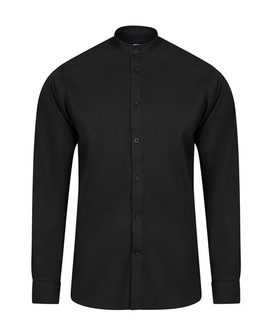 Camisa de Homem Gola Padre com Stretch-Preto-S-RAG-Tailors-Fardas-e-Uniformes-Vestuario-Pro