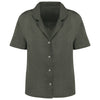 Camisa de Manga Curta em Linho com Colarinho à Bowling para Senhora-Organic Khaki-XS-RAG-Tailors-Fardas-e-Uniformes-Vestuario-Pro