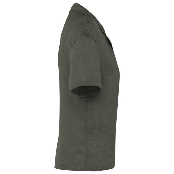 Camisa de Manga Curta em Linho com Colarinho à Bowling para Senhora-RAG-Tailors-Fardas-e-Uniformes-Vestuario-Pro