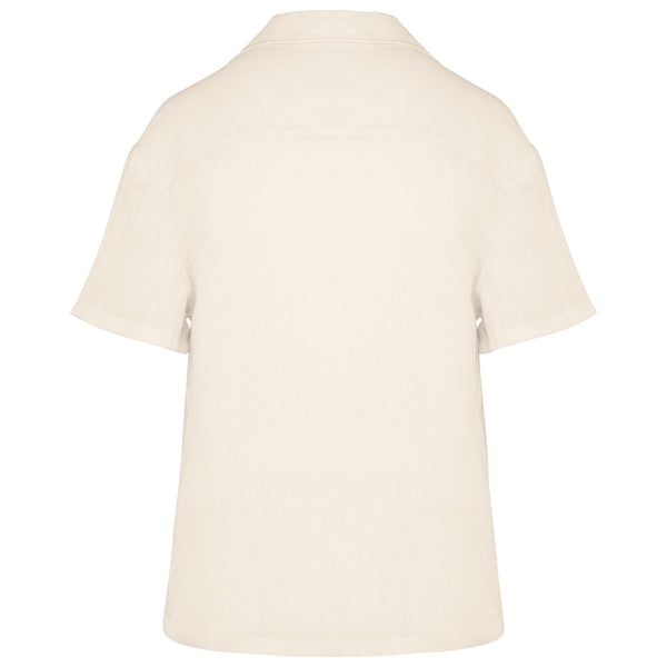 Camisa de Manga Curta em Linho com Colarinho à Bowling para Senhora-RAG-Tailors-Fardas-e-Uniformes-Vestuario-Pro