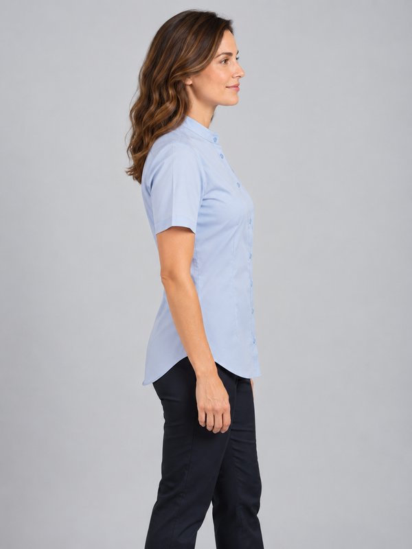 Camisa de Mulher Gola Padre Stretch Manga Curta-RAG-Tailors-Fardas-e-Uniformes-Vestuario-Pro