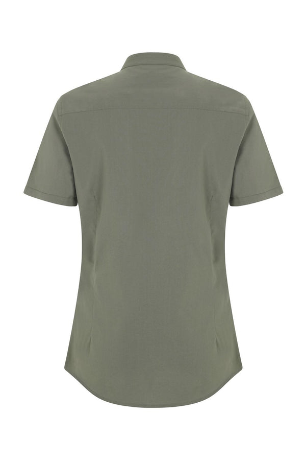 Camisa de Mulher Gola Padre Stretch Manga Curta-RAG-Tailors-Fardas-e-Uniformes-Vestuario-Pro