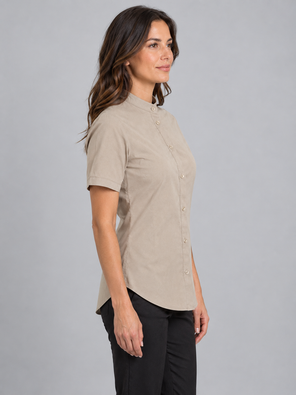 Camisa de Mulher Gola Padre Stretch Manga Curta-RAG-Tailors-Fardas-e-Uniformes-Vestuario-Pro