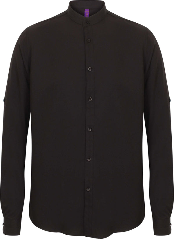 Camisa de homem com gola à padre-Preto-XS-RAG-Tailors-Fardas-e-Uniformes-Vestuario-Pro