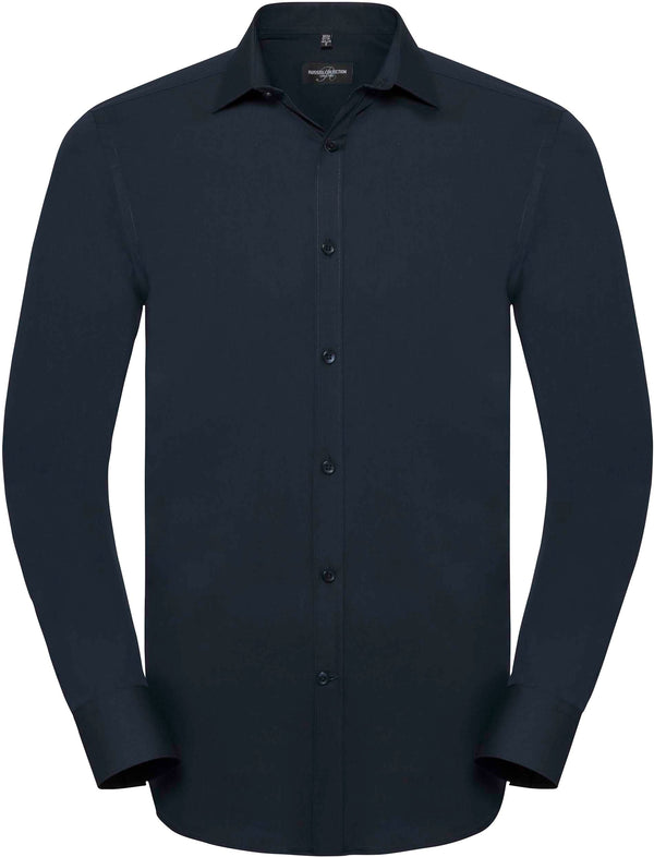 Camisa de homem de manga comprida Ultimate Stretch-Bright Azul Marinho-S-RAG-Tailors-Fardas-e-Uniformes-Vestuario-Pro