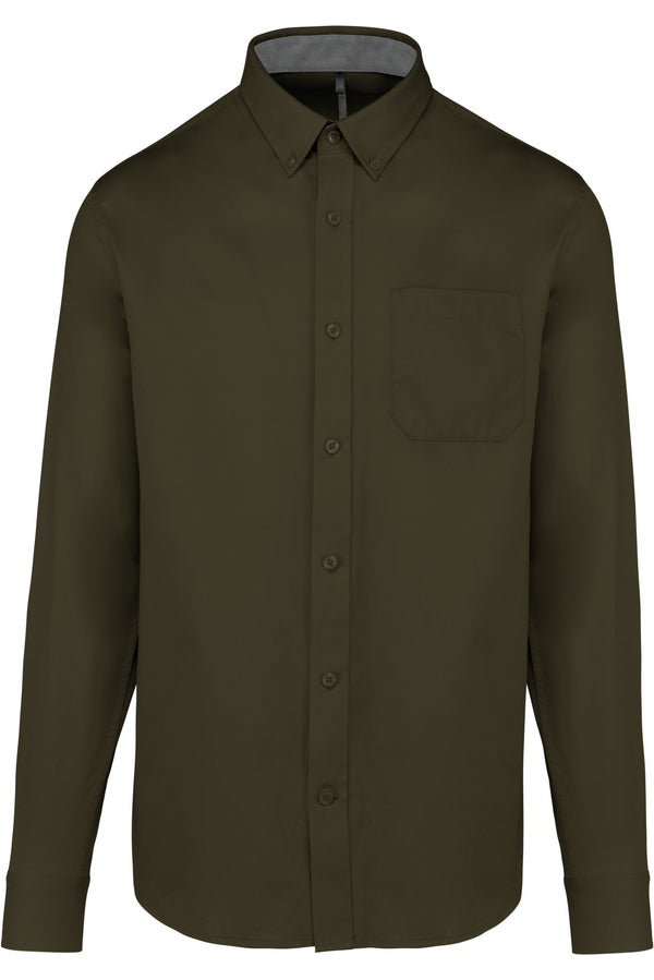 Camisa de homem de manga comprida em sarja-Light khaki-XS-RAG-Tailors-Fardas-e-Uniformes-Vestuario-Pro