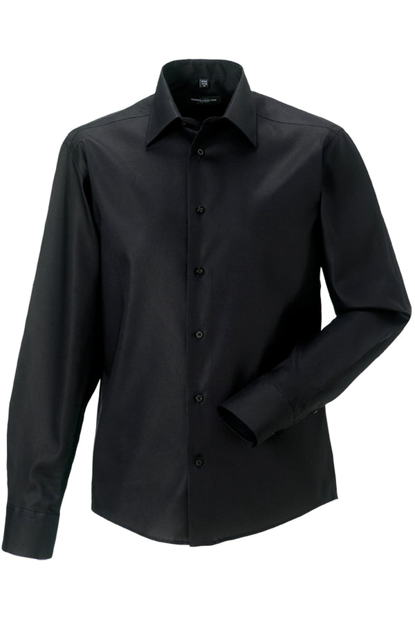 Camisa de homem de manga comprida - não precisa passar a ferro-Preto-S-RAG-Tailors-Fardas-e-Uniformes-Vestuario-Pro